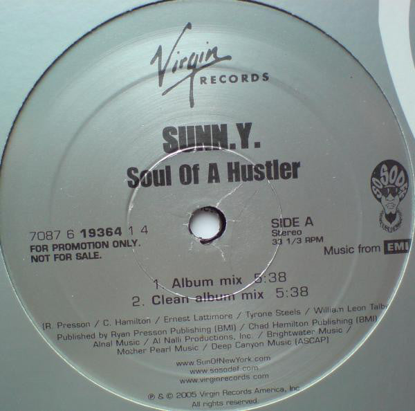 SunN.Y. : Soul Of A Hustler (12", Promo)