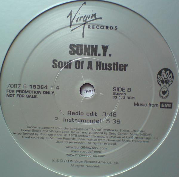 SunN.Y. : Soul Of A Hustler (12", Promo)