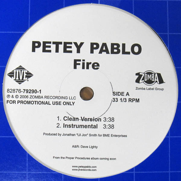 Petey Pablo : Fire (12", Promo)