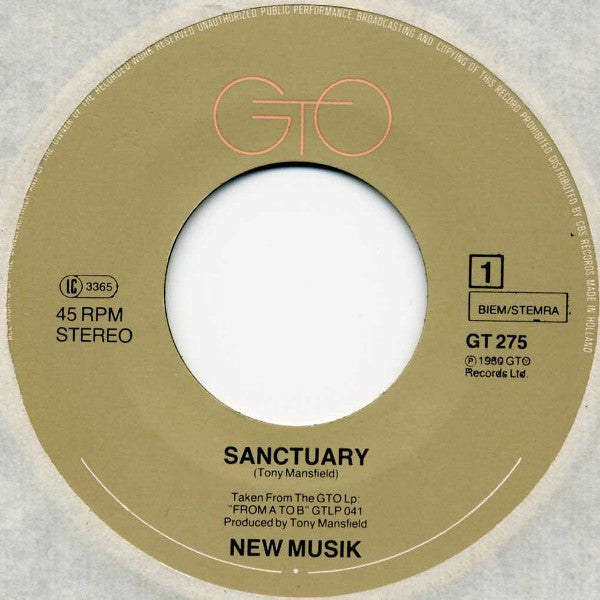 New Musik : Sanctuary (7", Single)