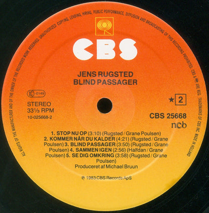 Jens Rugsted : Blind Passager (LP, Album)