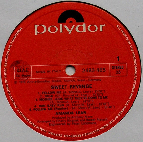 Amanda Lear : Sweet Revenge (LP, Album, P/Mixed, Gat)