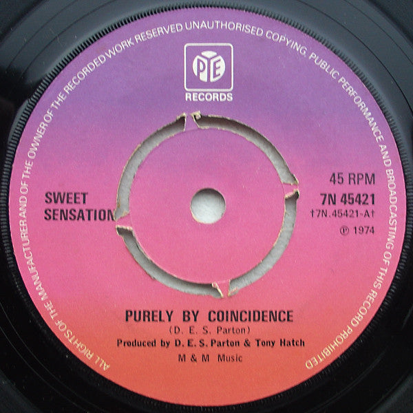 Sweet Sensation (2) : Purely By Coincidence (7", Single, 4-P)