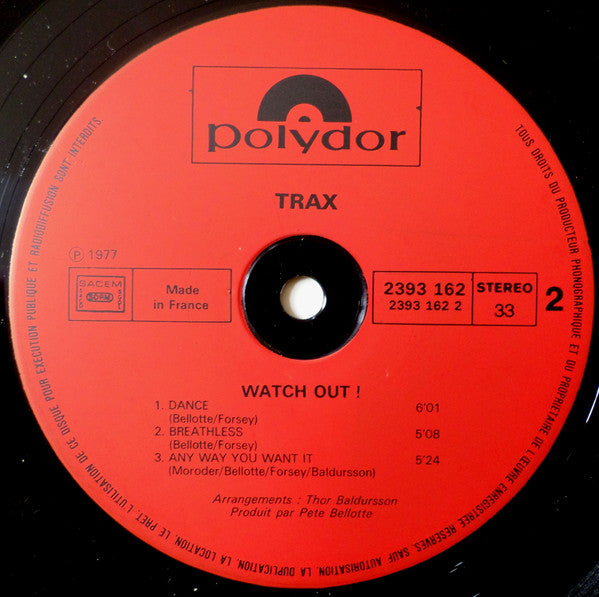 Trax : Watch Out (LP, Album)