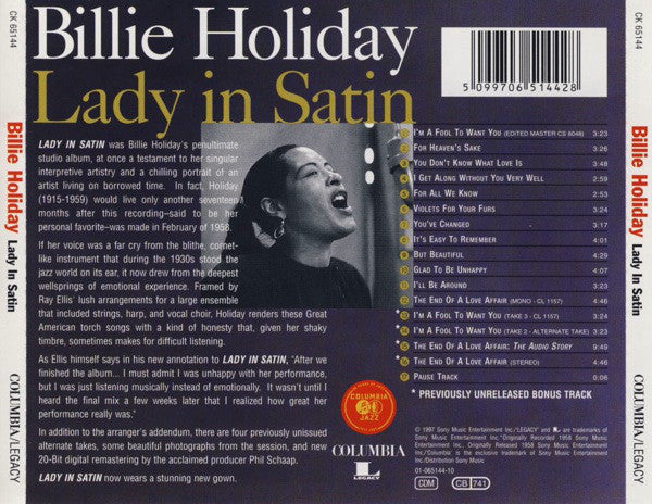 Billie Holiday / Ray Ellis And His Orchestra : Lady In Satin (CD, Album, RE, RM)