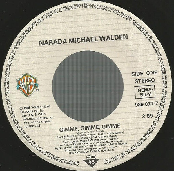 Narada Michael Walden : Gimme, Gimme, Gimme (7")