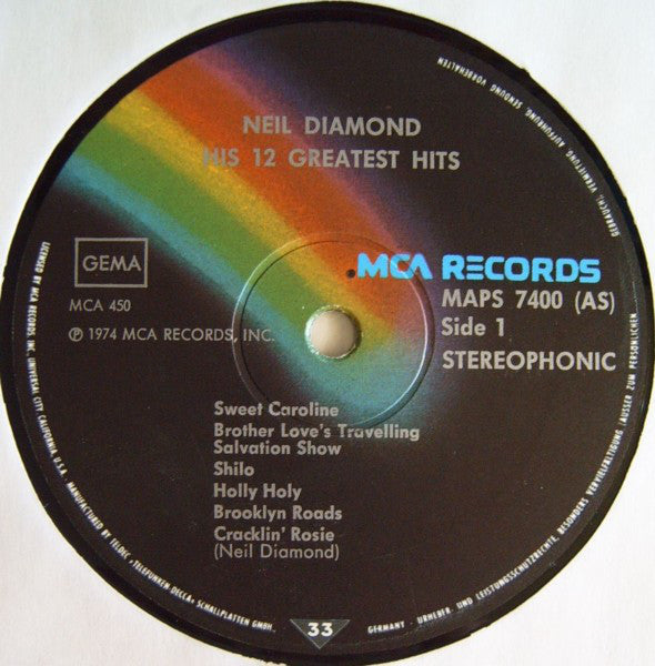 Neil Diamond : His 12 Greatest Hits (LP, Comp)