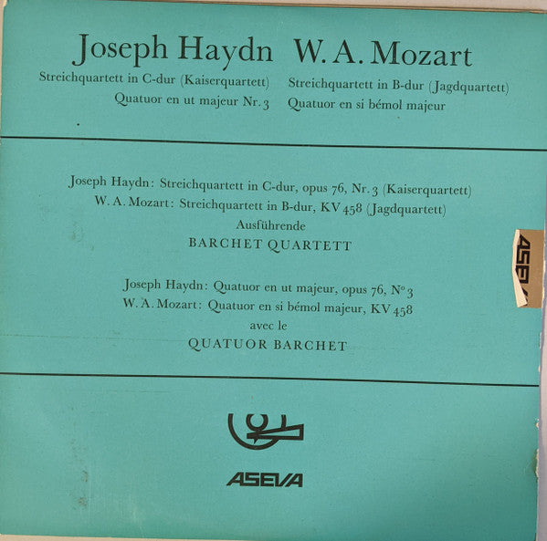 Joseph Haydn / Wolfgang Amadeus Mozart, Barchet-Quartett : Streichquartett C-dur, Op. 76 Nr. 3 / Streichquartett B-dur, KV 458 (LP, Mono)