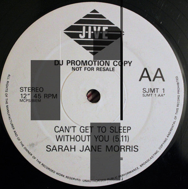 Sarah Jane Morris : Can't Get To Sleep Without You (12", Promo)