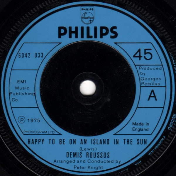 Demis Roussos : Happy To Be On An Island In The Sun (7", Sol)