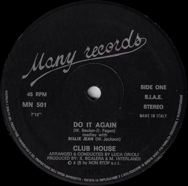 Club House : Do It Again (Medley With Billie Jean) (12", Pic)