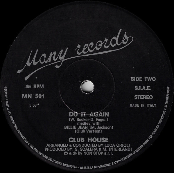 Club House : Do It Again (Medley With Billie Jean) (12", Pic)