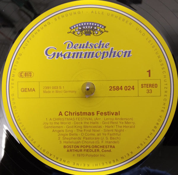 Arthur Fiedler • The Boston Pops Orchestra : A Christmas Festival (LP, Album, RE)