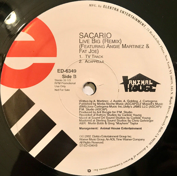 Sacario Featuring Angie Martinez & Fat Joe : Live Big (Remix) (12", Promo)