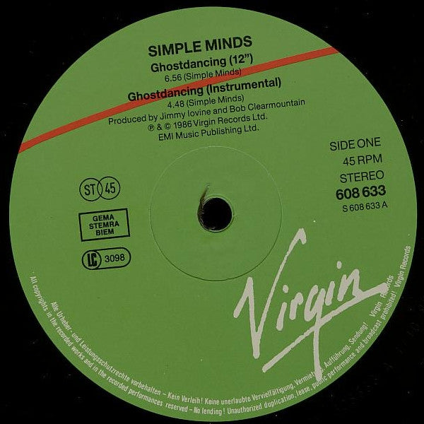 Simple Minds : Ghostdancing / Jungleland (12", Single)