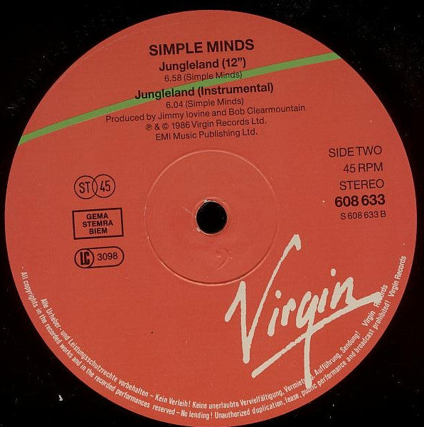 Simple Minds : Ghostdancing / Jungleland (12", Single)