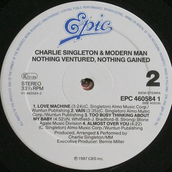 Charlie Singleton & Modern Man (2) : Nothing Ventured, Nothing Gained (LP, Album)