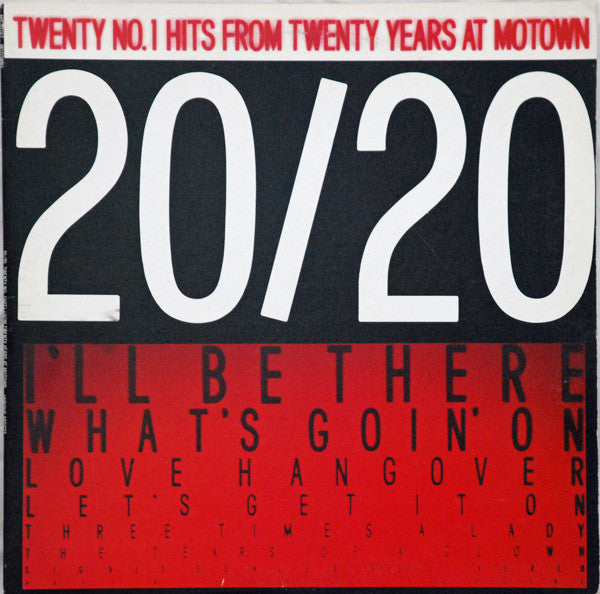 Various : 20/20 Twenty No.1 Hits From Twenty Years At Motown (2xLP, Comp, Promo)