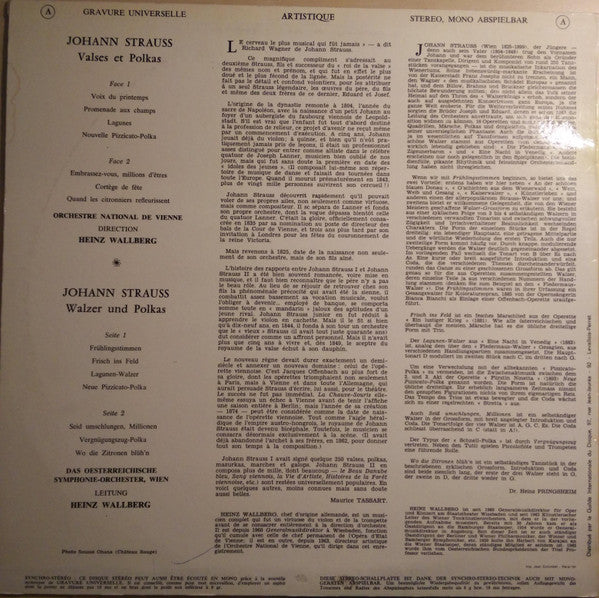 Johann Strauss Jr. - Orchester Der Wiener Staatsoper, Heinz Wallberg : Waltzes & Polkas (LP)