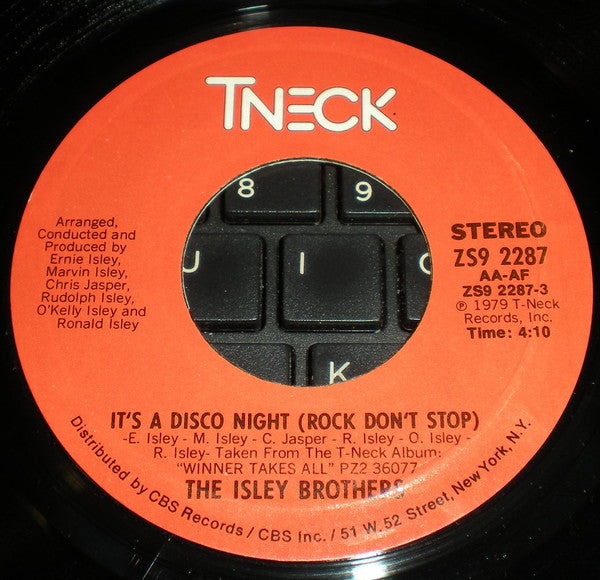 The Isley Brothers : It's A Disco Night (Rock Don't Stop) (7", Single, Styrene, Ter)