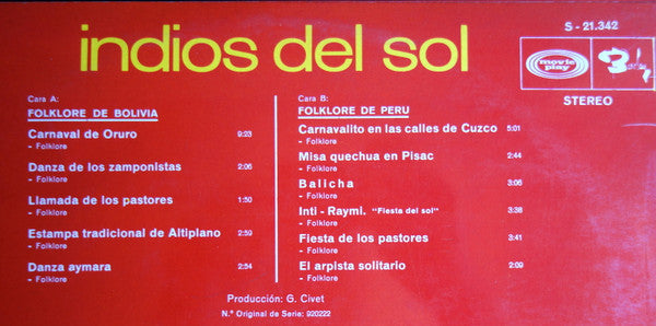 Unknown Artist / Gérard Civet : Indios Del Sol (LP)