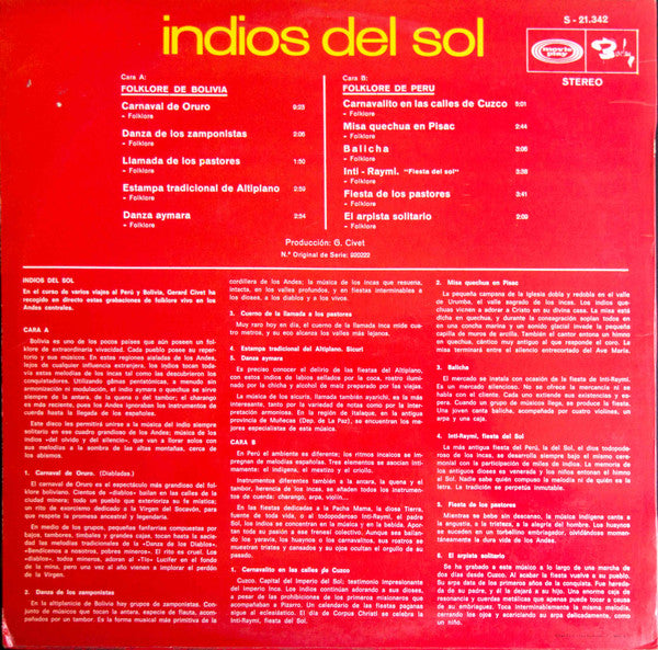 Unknown Artist / Gérard Civet : Indios Del Sol (LP)