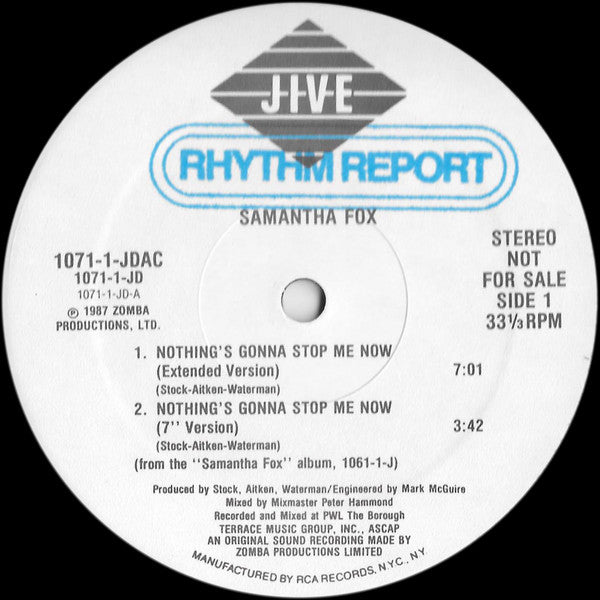 Samantha Fox : Nothing's Gonna Stop Me Now (12", Promo)