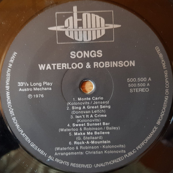 Waterloo & Robinson : Songs (LP, Album)