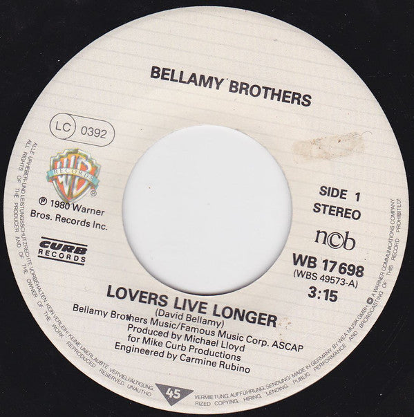 Bellamy Brothers : Lovers Live Longer (7", Single)