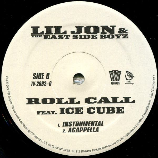 Lil' Jon & The East Side Boyz : Roll Call (12")