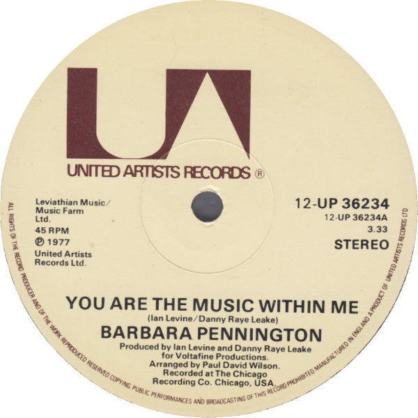 Barbara Pennington : You Are The Music Within Me (12")