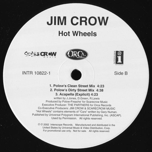 Jim Crow : Hot Wheels (12", Promo)