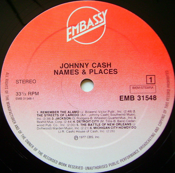 Johnny Cash : Names And Places (LP, Comp)