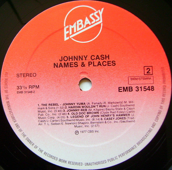 Johnny Cash : Names And Places (LP, Comp)