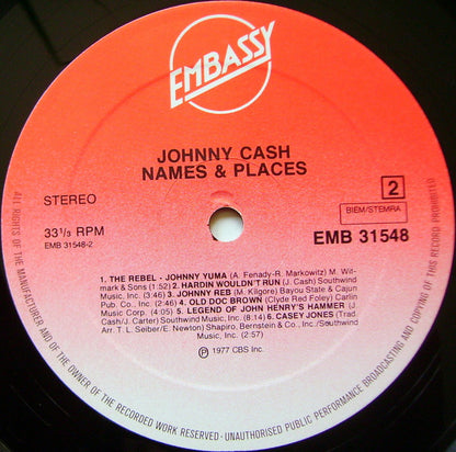 Johnny Cash : Names And Places (LP, Comp)