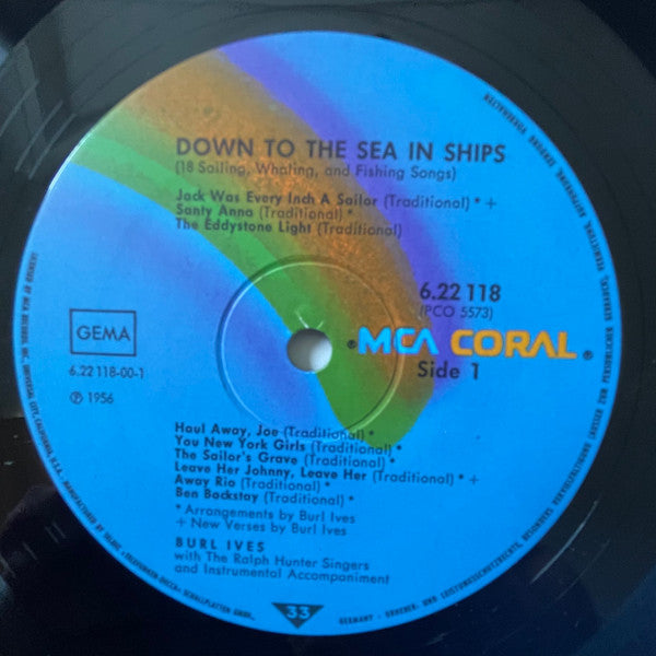 Burl Ives : Sings Down To The Sea In Ships (Sailing, Whaling And Fishing Songs) (LP, Album)