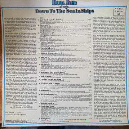 Burl Ives : Sings Down To The Sea In Ships (Sailing, Whaling And Fishing Songs) (LP, Album)