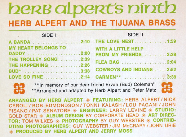 Herb Alpert & The Tijuana Brass : Herb Alpert's Ninth (LP, Album)