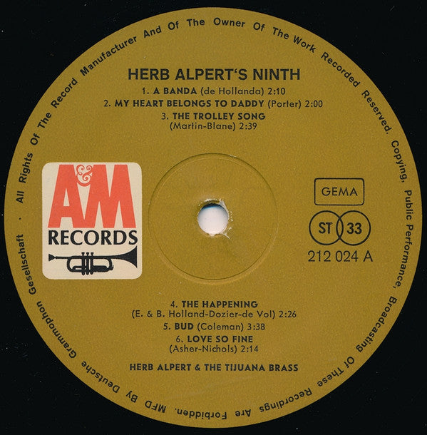 Herb Alpert & The Tijuana Brass : Herb Alpert's Ninth (LP, Album)