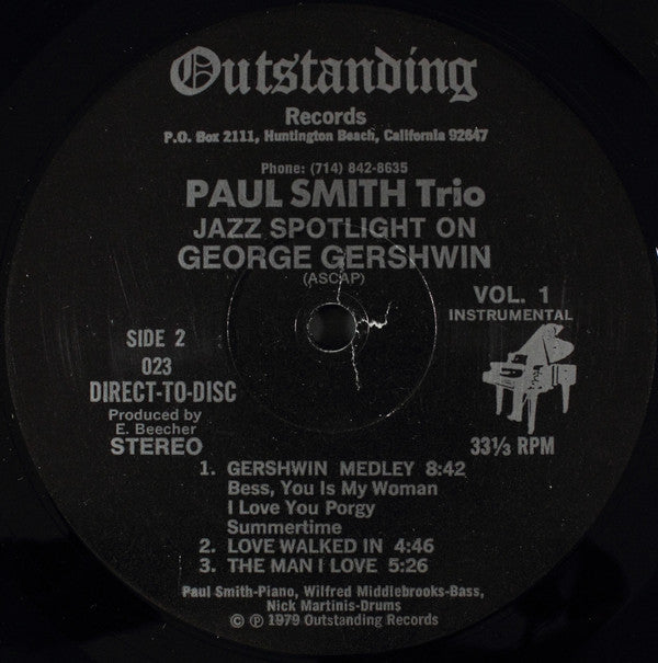 The Paul Smith Trio : Jazz Spotlight On Porter & Gershwin Vol. 1 (LP, Album)