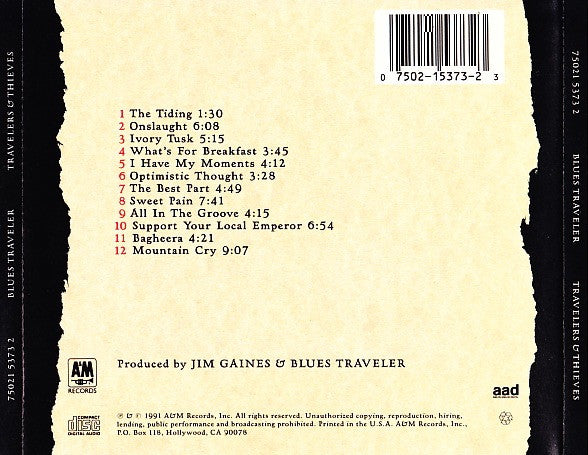 Blues Traveler : Travelers & Thieves (CD, Album)