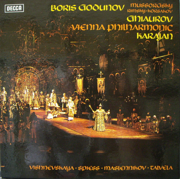 Modest Mussorgsky, Nikolai Rimsky-Korsakov, Nicolai Ghiaurov, Wiener Philharmoniker, Herbert von Karajan, Galina Vishnevskaya, Ludovic Spiess, Aleksei Maslennikov, Martti Talvela : Boris Godunov (4xLP, Album + Box, SB)