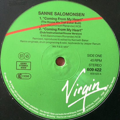 Sanne Salomonsen : Coming From My Heart (Special 12" Version) (12")