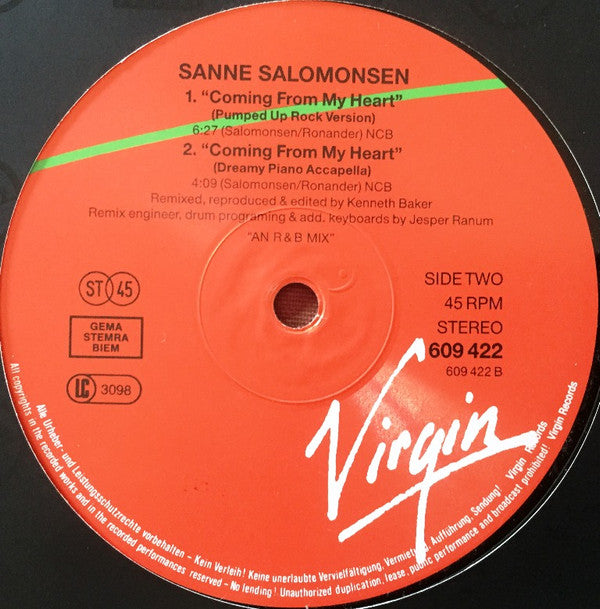 Sanne Salomonsen : Coming From My Heart (Special 12" Version) (12")