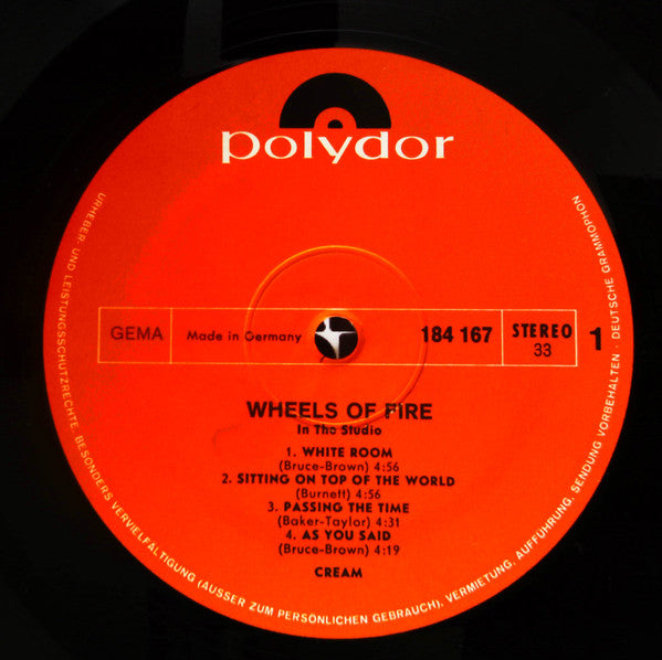 Cream (2) : Wheels Of Fire (2xLP, Album, Gat)