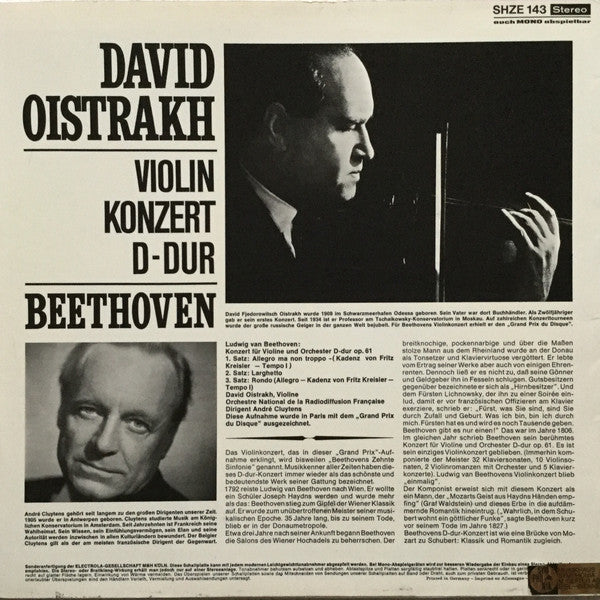 Ludwig Van Beethoven, David Oistrach : Violinkonzert (LP, Album)