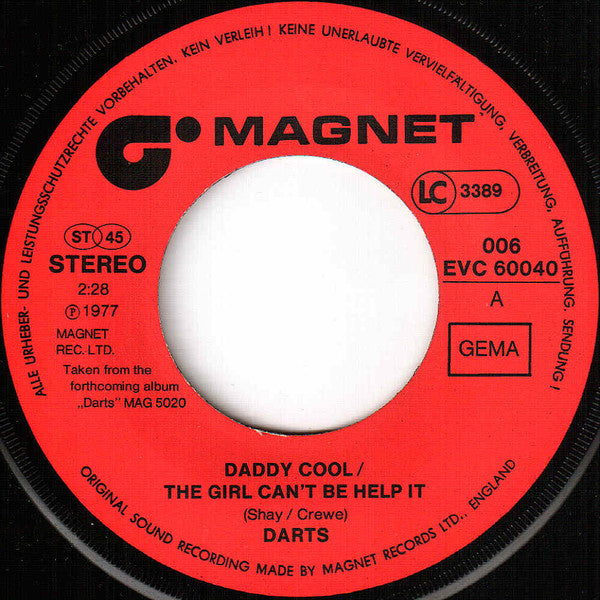 Darts : Daddy Cool / The Girl Can't Help It (7", Single)