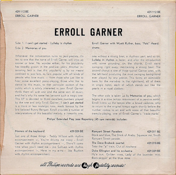 Erroll Garner : I Can't Get Started (7", EP)