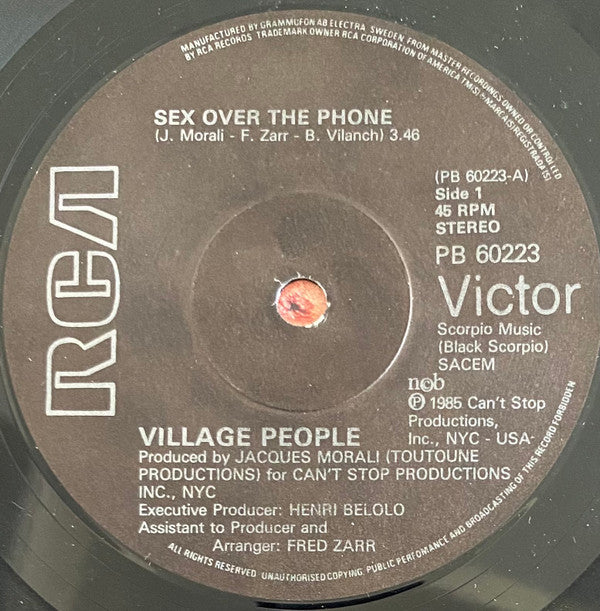 Village People : Sex Over The Phone (7", Sol)