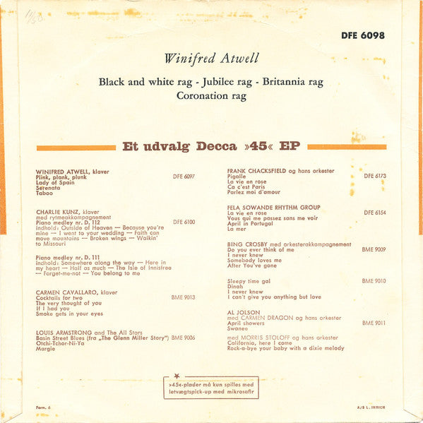 Winifred Atwell : Dansende Fingre (7", EP)